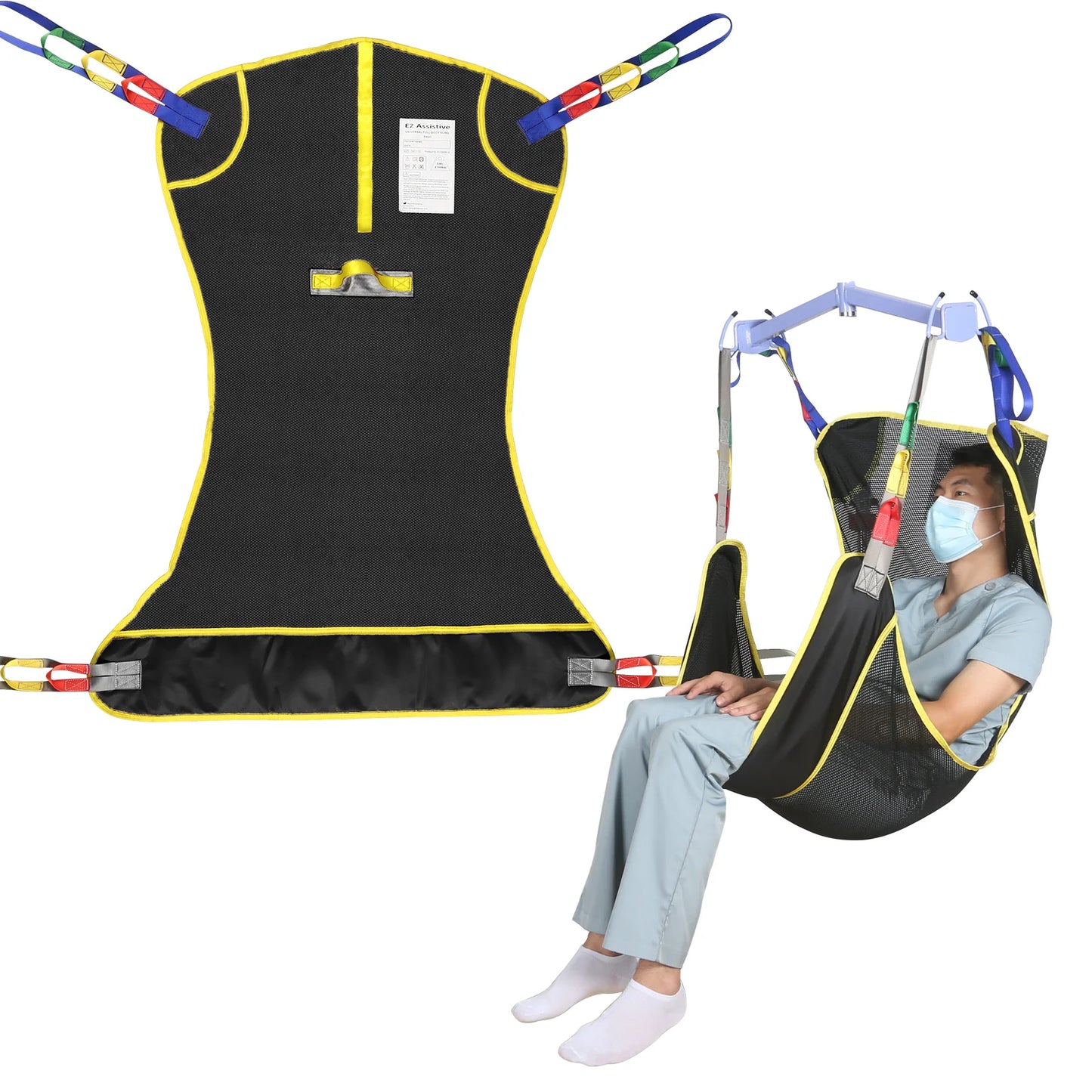 Ehucon Universal Full Body Patient Lift Sling Medical Hoist Sling for Bed Positioning Assist and Transfer Disabled