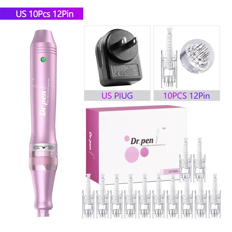 Authentic Dr. Pen Ultima M7 10 Pcs Needles Multi-function Facial Mesotherapy Micro Skin Wireless Electric Derma Beauty Device M7W US 12PIN