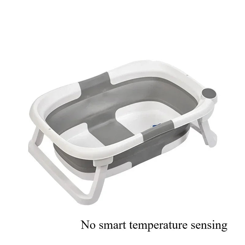 Large Folding Baby Bathtub Real-time Temperature Silicone Baby Take A Bath Bathtub Non-Slip Foot Bath Bucket Bathroom Bathtub C01