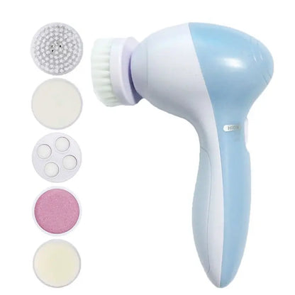 Electric Facial Cleaner 5 IN 1 Face Cleansing Brush Wash Machine Spa Skin Care Massager Blackhead Cleaning Facial Cleanser Tools Blue