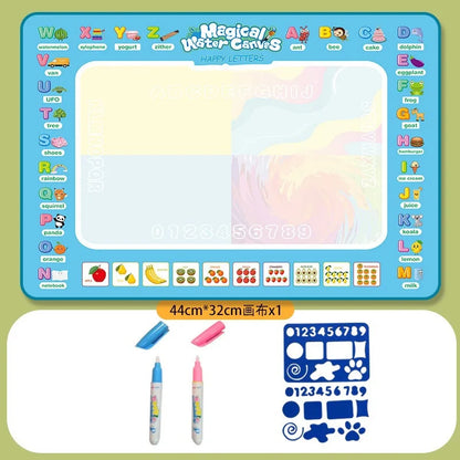 Magic Water Canvas with Pens Reusable Magic Water Drawing Mat for Children Montessori Educational Toys for Kids Christmas Gift 44x32cm Fruit letter