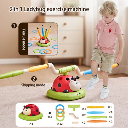 Ladybug Sport Entertainment Game Toy Multifunction Rope Skipping Machine Ferrule Jump Rocket Launcher Outdoor Educational 2 in 1