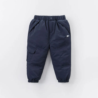 Dave Bella Children's Pants Winter Boys Girls Thicken Warmth White Duck Down Pants Baby Trendy Sports Leisure Trousers DB6434-B navy blue
