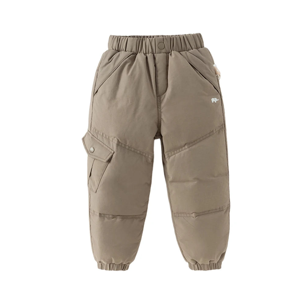 Dave Bella Children's Pants Winter Boys Girls Thicken Warmth White Duck Down Pants Baby Trendy Sports Leisure Trousers DB6434-B green