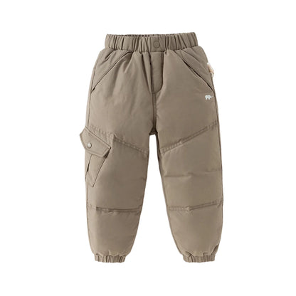 Dave Bella Children's Pants Winter Boys Girls Thicken Warmth White Duck Down Pants Baby Trendy Sports Leisure Trousers DB6434-B green