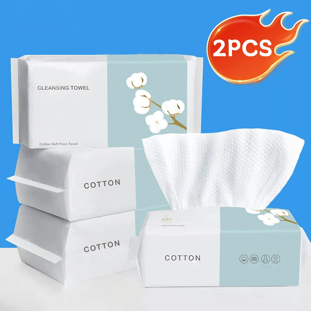 1/2/3 Pack Thickened Disposable Face Towel, Pearl Cotton, Wet And Dry, Travel, Cleansing, Makeup Remover, Extractor Face Towel 2 pcs