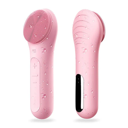Electric Silicone Face Washing Brush Massage for Skin Tightening Pore Cleansing Facial Beauty Device pink