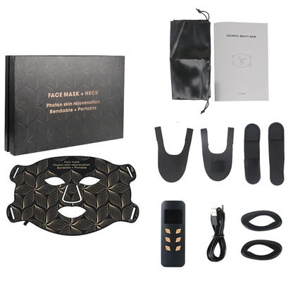 Facial LED Mask with Neck 8 Colors Red Light Near Infrared Therapy Beauty Mask Anti Aging Skin Rejuvenation Lifting Whitening Brown Mask with box