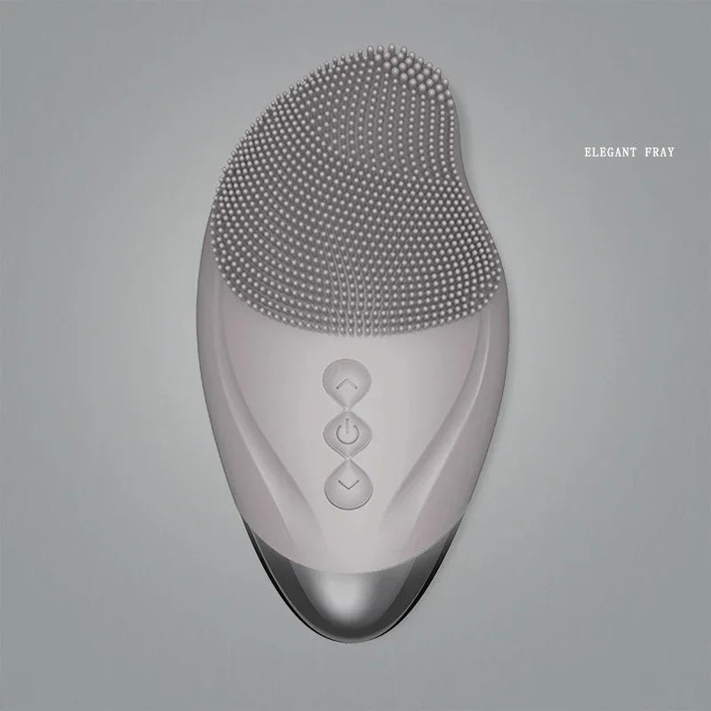 Rechargeable Silicone Facial Cleansing Brush Eye Massage Tool Face Cleaner Deep Cleaning Pore Skin Health Care Device Waterproof Gray