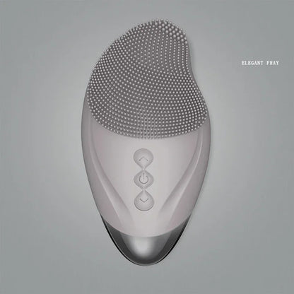 Rechargeable Silicone Facial Cleansing Brush Eye Massage Tool Face Cleaner Deep Cleaning Pore Skin Health Care Device Waterproof Gray