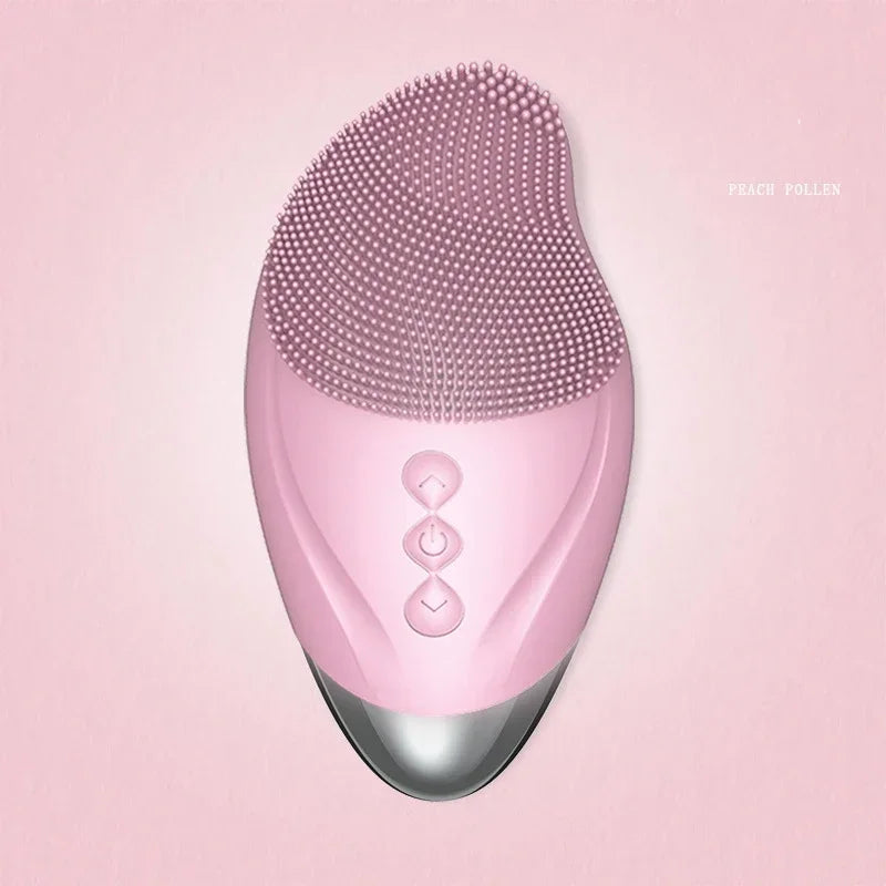 Rechargeable Silicone Facial Cleansing Brush Eye Massage Tool Face Cleaner Deep Cleaning Pore Skin Health Care Device Waterproof Pink