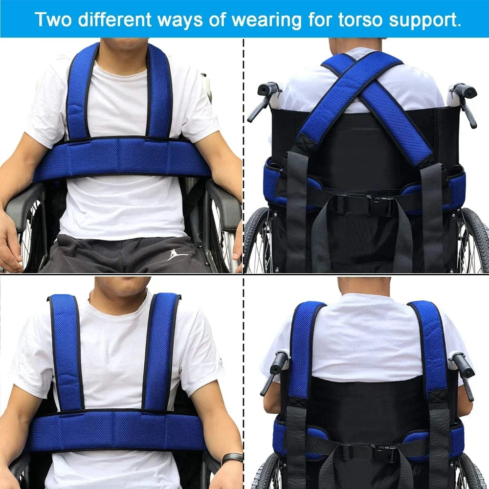Wheelchair Seat Belt Torso Support Vest for Patient, Elderly & Disabled, Adjustable Full Body Harness Prevent Tilting or Falling