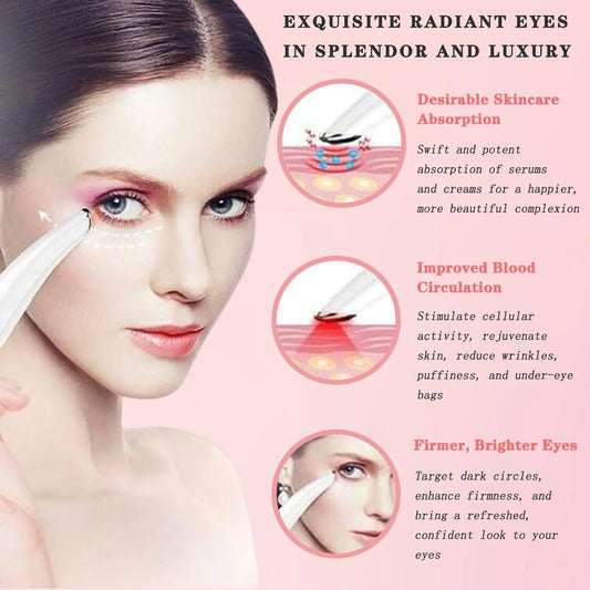 3 in 1 Eye Lift Beauty Device Vibrating Red Light 98°F to 113°F LCD Display Eye Massager Wand for Dry Eye Dark Circle Puffiness