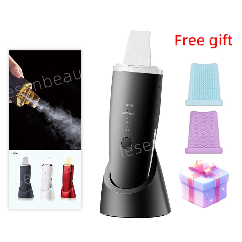 New Ultrasonic Skin Scrubber Vibration Face Spatula Blackhead Remover Shovel Clean Cavitation Peeling Facial Lifting EMS Machine