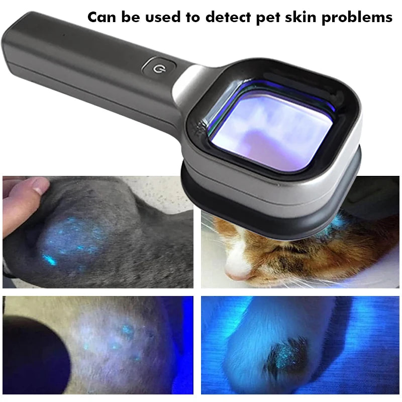 Woods Lamp Skin Analyzer Portable Facial Salon Beauty Analyzer UV Handheld Lamp for Pet Cat and Dog Skin Detection Skin care