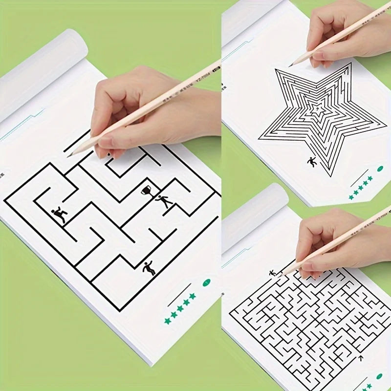 Children's Early Learning Maze Puzzle Book - Focus Training Game, Maze Training Book, Used to Improve Concentration, a Puzzle Game Designed to Enhance Students' Thinking and Attention, an Intelligence Development Toy, a Fun G