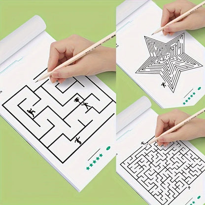 Children's Early Learning Maze Puzzle Book - Focus Training Game, Maze Training Book, Used to Improve Concentration, a Puzzle Game Designed to Enhance Students' Thinking and Attention, an Intelligence Development Toy, a Fun G