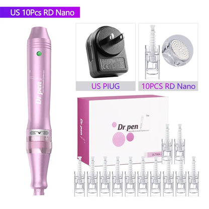 Authentic Dr. Pen Ultima M7 10 Pcs Needles Multi-function Facial Mesotherapy Micro Skin Wireless Electric Derma Beauty Device M7W US RD