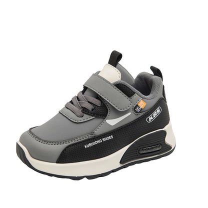 PU Leather Sport Shoes For Children 2025 Trend Fashion Kid's Sneakers Soft-soled Outdoor Boy's Girl's Running Shoes Gray