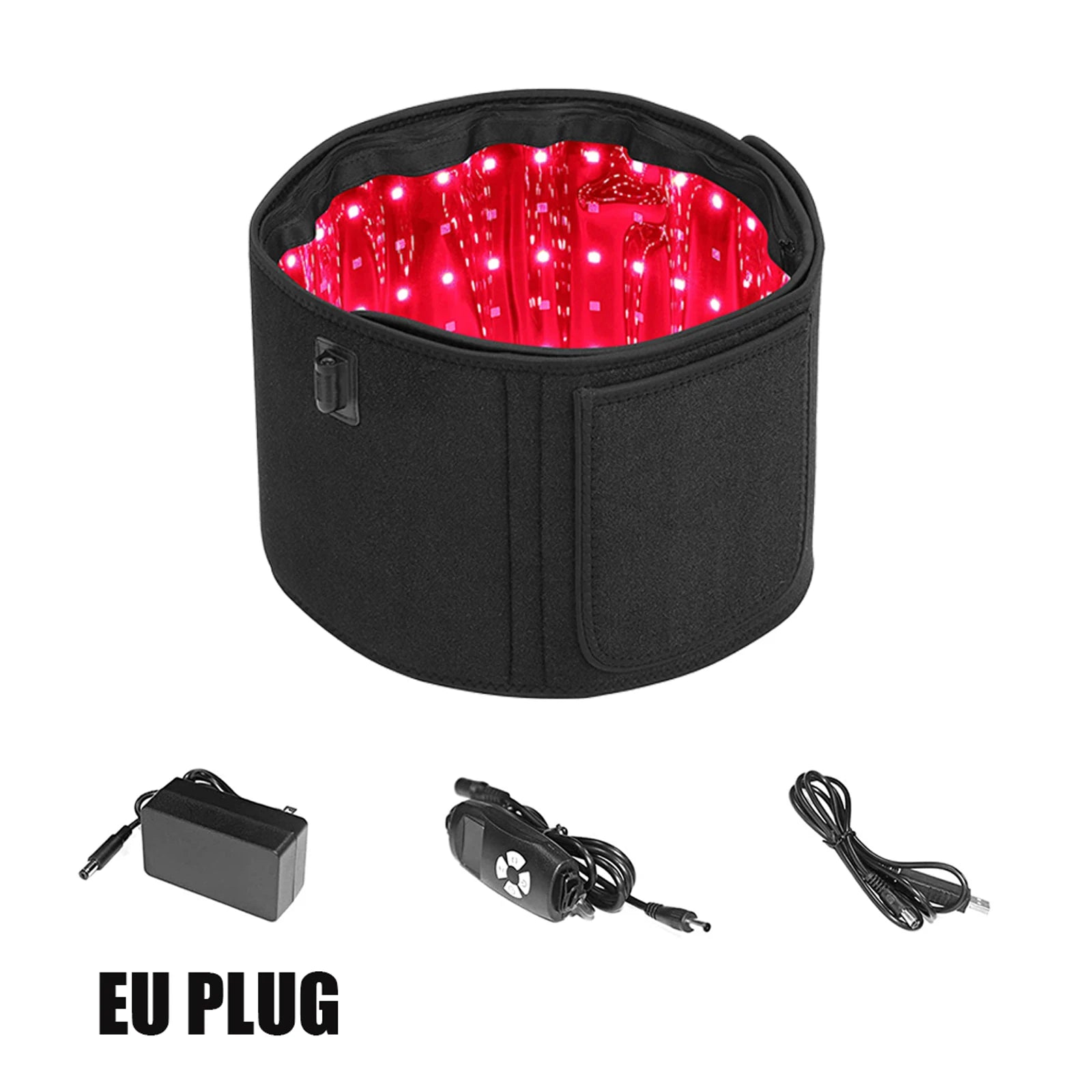 Red ＆Infrared Light Therapy Belt 850nm 660nm LED Beauty Devices fo Wrap Burn Fat Face Wrap Slimming Waist Heat Pad Full Body BLACK-EU