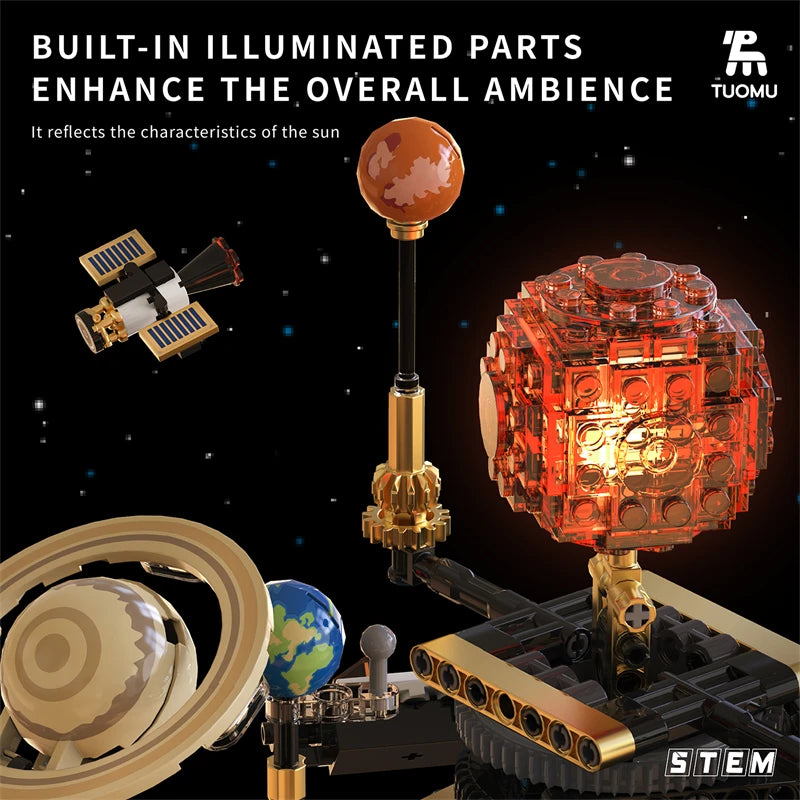 Electric solar system Model building blocks Space Exploration Learning equipment Assembling toy rotatable gift for child student