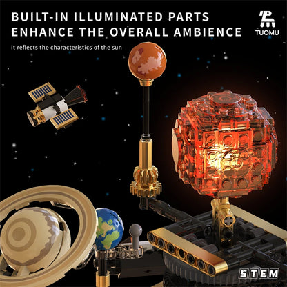Electric solar system Model building blocks Space Exploration Learning equipment Assembling toy rotatable gift for child student