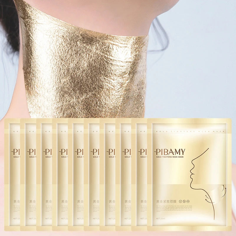 10pcs Gold Firming Neck Mask Moisturizing Nourishing Brightening Hydrating Neck skincare Masks Beauty Necks Skin Care Products Default Title