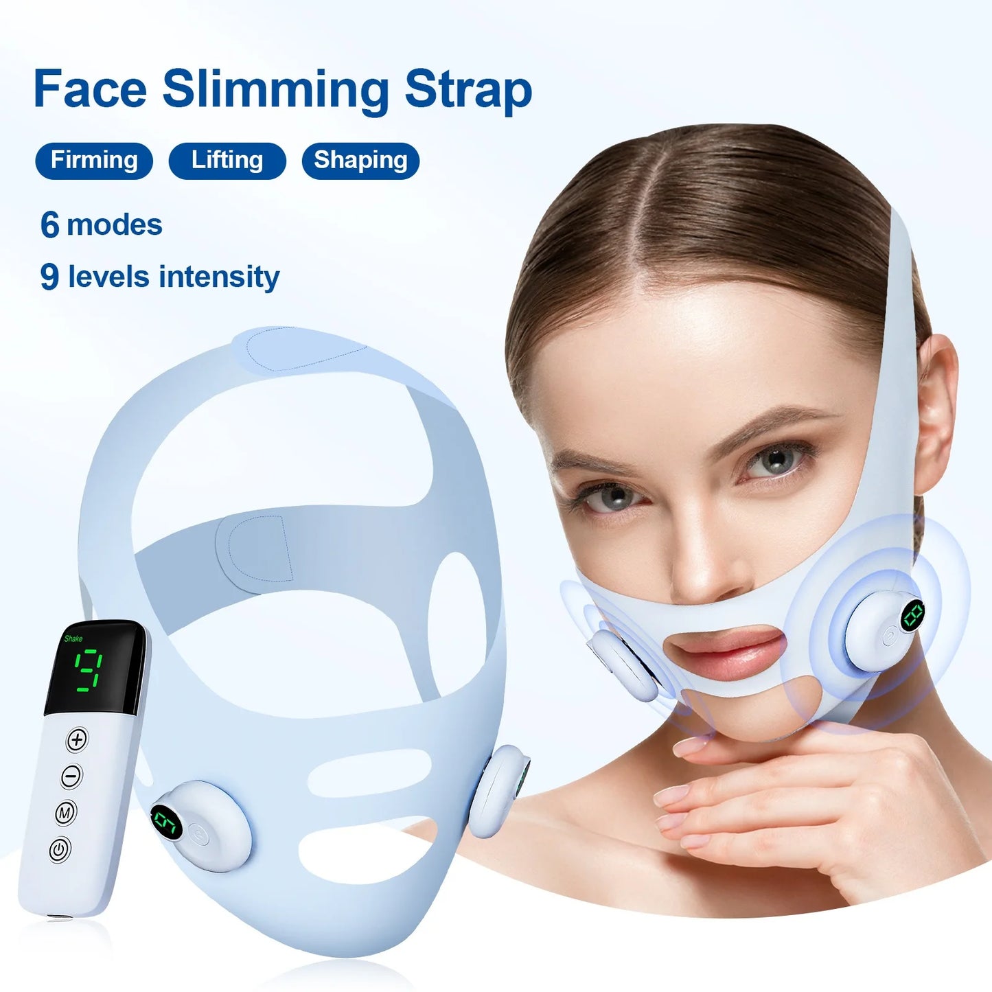 V Line Face Slimming Strap Facial EMS Lifting Machine Microcurrent Face Massager Low Frequency Pulse Chin Cheek Lift Up Belt