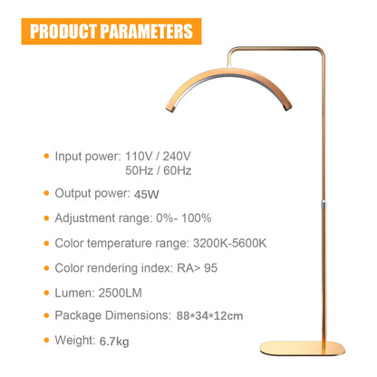 Fosoto Golden Photography Lamp LED Half-Moon Shaped Light Led Video Lash Light With Rhinestones For Beauty Eyelash Tattoo Makeup