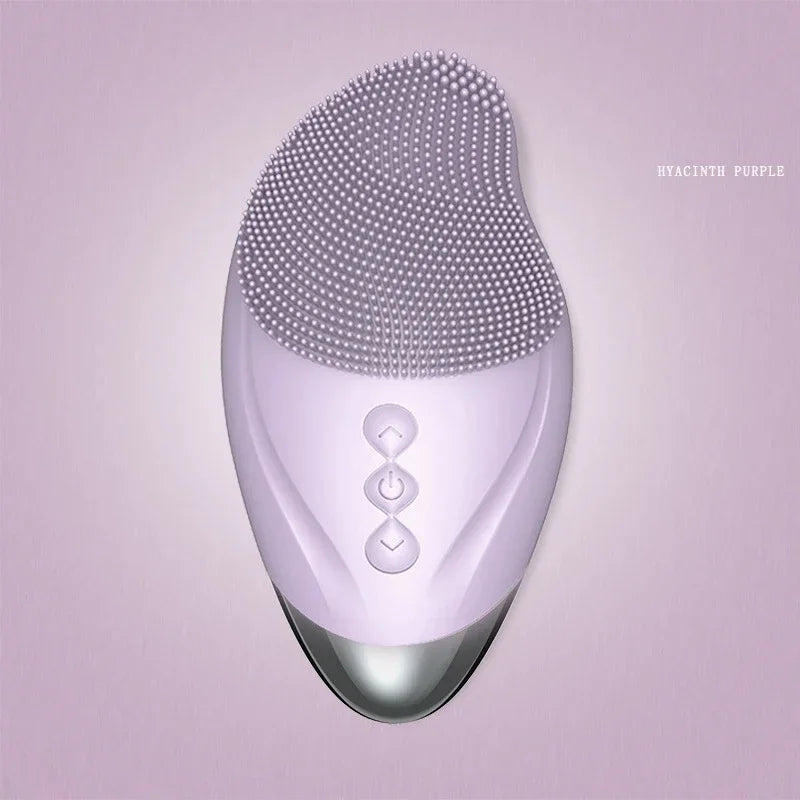 Rechargeable Silicone Facial Cleansing Brush Eye Massage Tool Face Cleaner Deep Cleaning Pore Skin Health Care Device Waterproof Purple