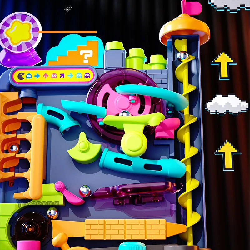 Educational Montessori Toy Multi-Layer Track Adventure Game Rail Rolling Ball Model Interactive Brain for Children Kids