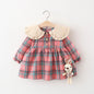 2025 Fall Newborn Baby Girl Dress Clothes Toddler Girls Princess Plaid Birthday Dresses For Infant Baby Clothing 0-2y Vestidos Beige