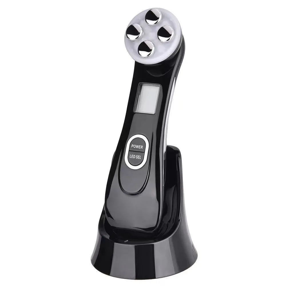 5-IN-1 RF LED Photon Skin Care Beauty Device EMS Facial Electroporation Radio Frequency Face Lifting Tighten Wrinkle Removal black