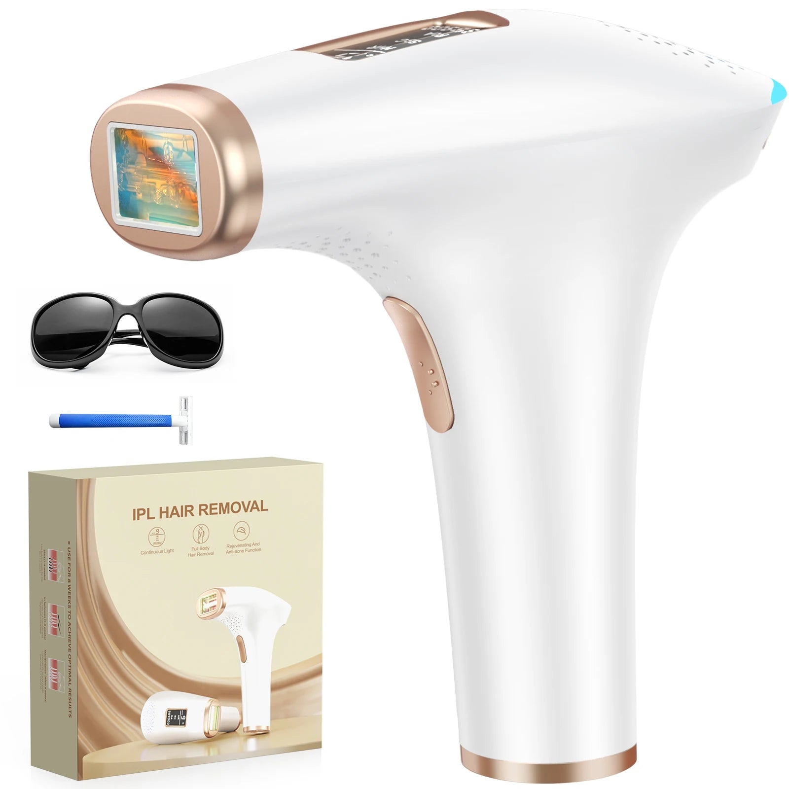 Updated Laser Hair Removal IPL Device 999900+ Flashes 21J Auto/Manual Mode for Men Women Facial Body Bikini in 4 Weeks Home Use