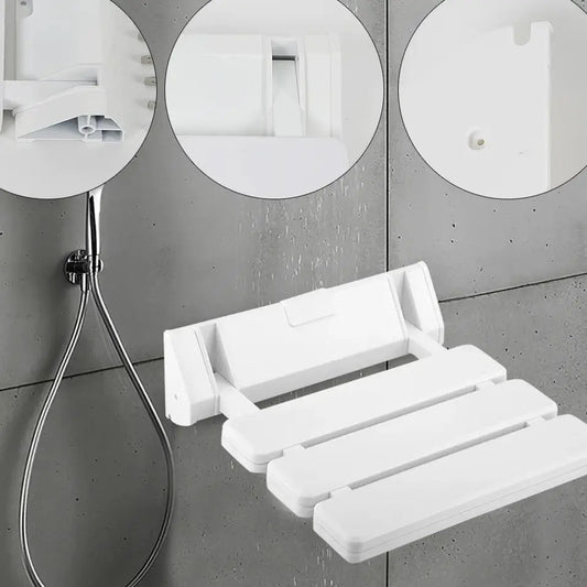 Wall Mounted Shower Seats Shower Folding Chair up to 130kg Bath Chair Elderly Shower Spa Toilet Bench Stool Bathhouse Chair WHITE CHINA
