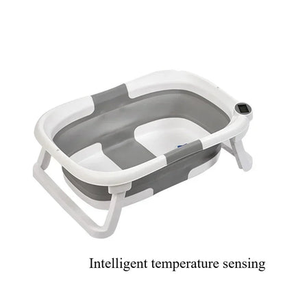 Large Folding Baby Bathtub Real-time Temperature Silicone Baby Take A Bath Bathtub Non-Slip Foot Bath Bucket Bathroom Bathtub C02