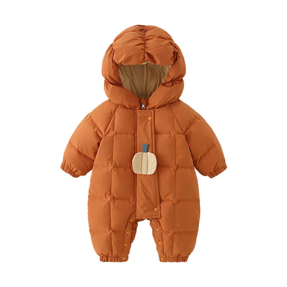 Newborn Jumpsuit Winter Baby Clothes Infant Clothing Girls Jumpsuit for Boys Warm Hooded Romper Toddler Clothes 0-18 Month Orange