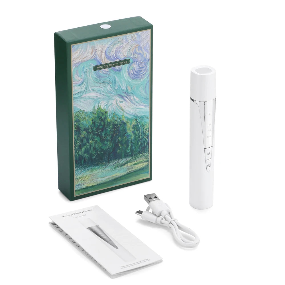 EMS Eye Beauty Device 3 Modes Vibration LED Lights Heat Cordless Massage Dry Eyes Dark Circles Eye Bags Face Skin Care Machine white CHINA