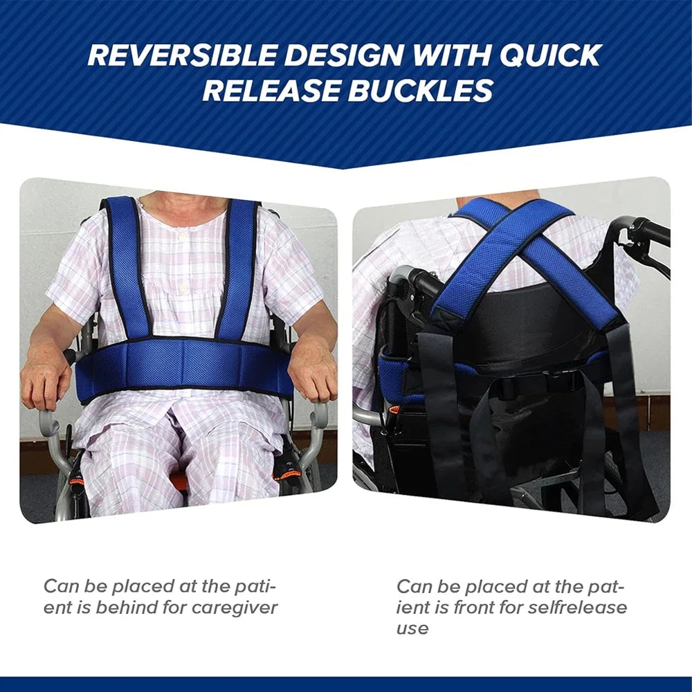 Wheelchair Seat Belt Torso Support Vest for Patient, Elderly & Disabled, Adjustable Full Body Harness Prevent Tilting or Falling