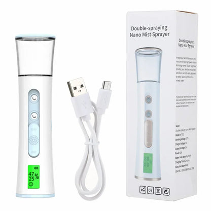 Nano Facial Steamer Cleaning Pores Water SPA Moisturizing Hydrating Face Sprayer USB Portable Hydrating Nanometer Mist Nebulizer Blue