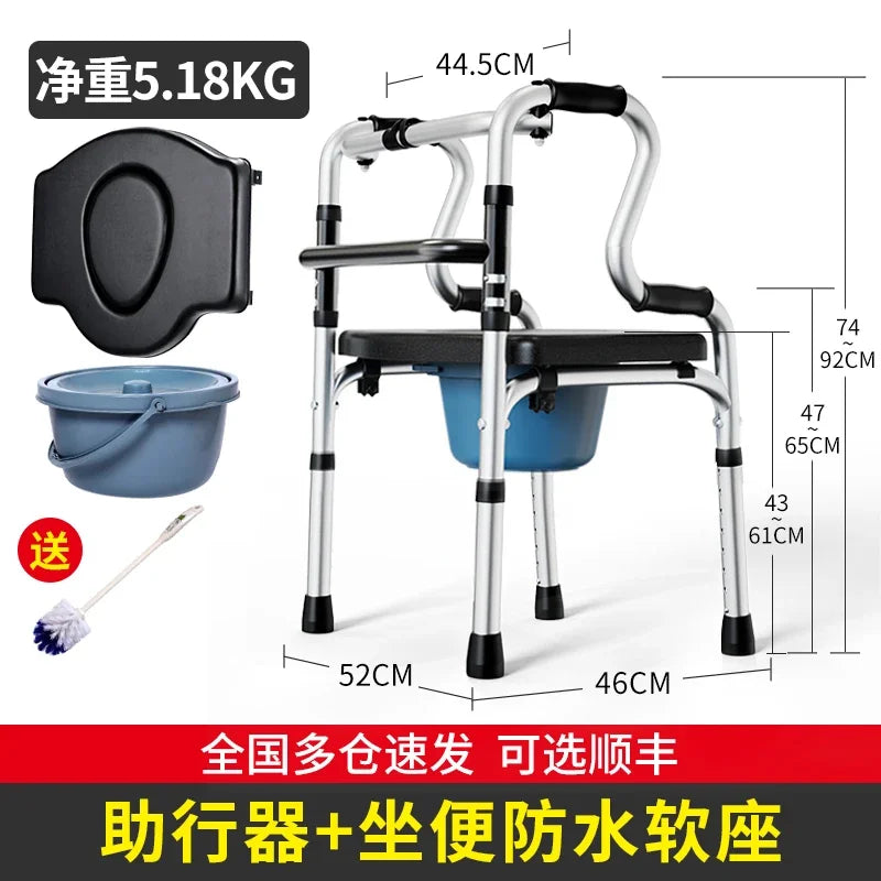 Quad Cane with Seat and Adjustable Height, Walking Aid for Elderly and Disabled Folding Walking Stick with Seat 10