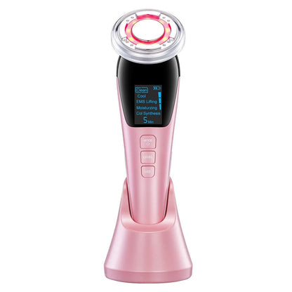 Portable EMS Facial Massager Microcurrent Face Lift Skin Tightening Rejuvenation Warm Cold Face Beauty Device Home Skin Care Pink