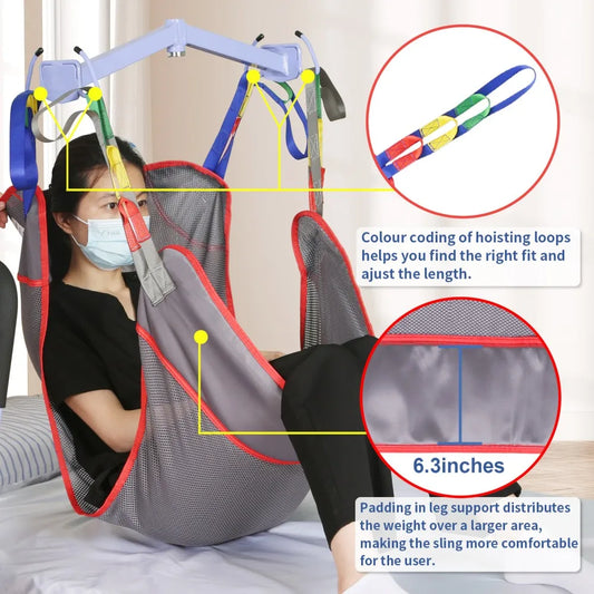Ehucon Universal Full Body Patient Lift Sling Medical Hoist Sling for Bed Positioning Assist and Transfer Disabled