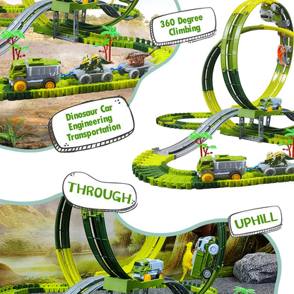 Children Electric Track Toy Car Dinosaur Car Kids Educational Toys Track Car Train Toys for Children Birthday Gift