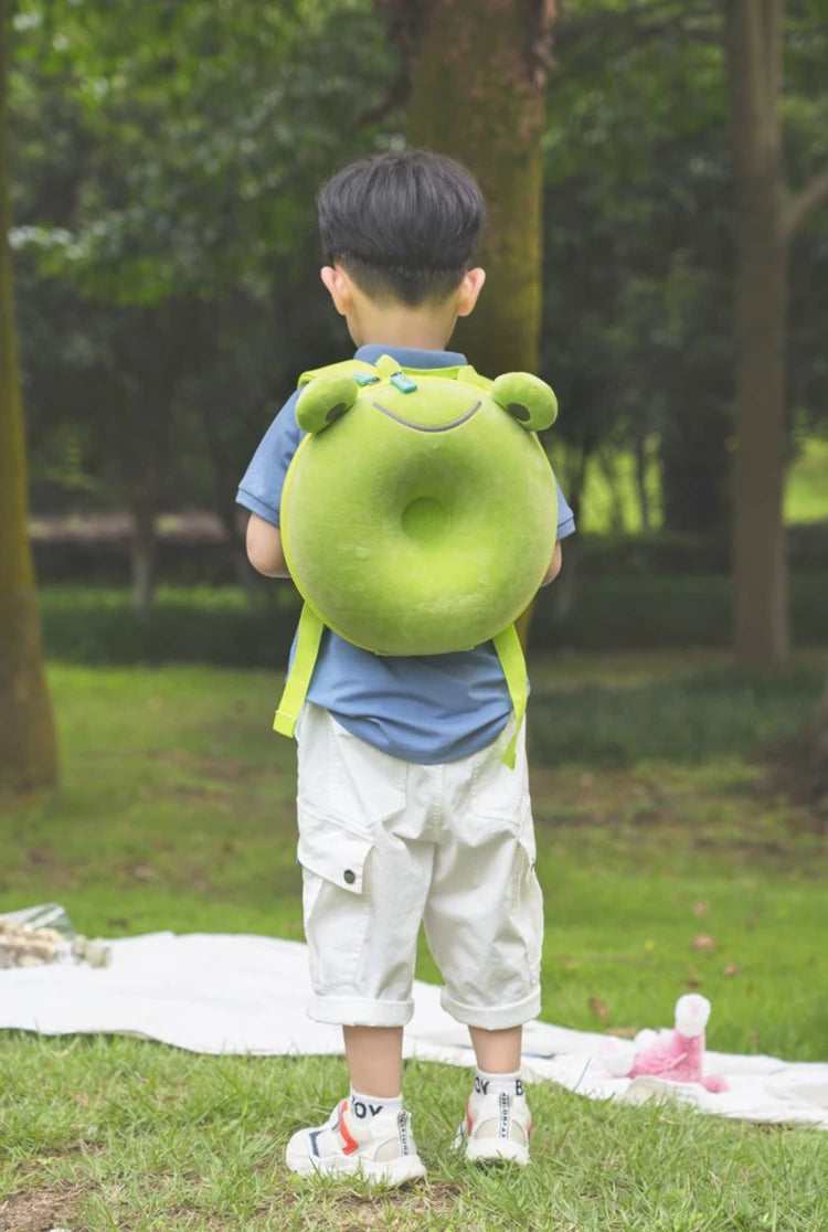 Children's Boys Girls Backpack Animal Plush Frog Cute Schoolbag Lightweight and Comfortable Bag For Kindergarten Mother Kids