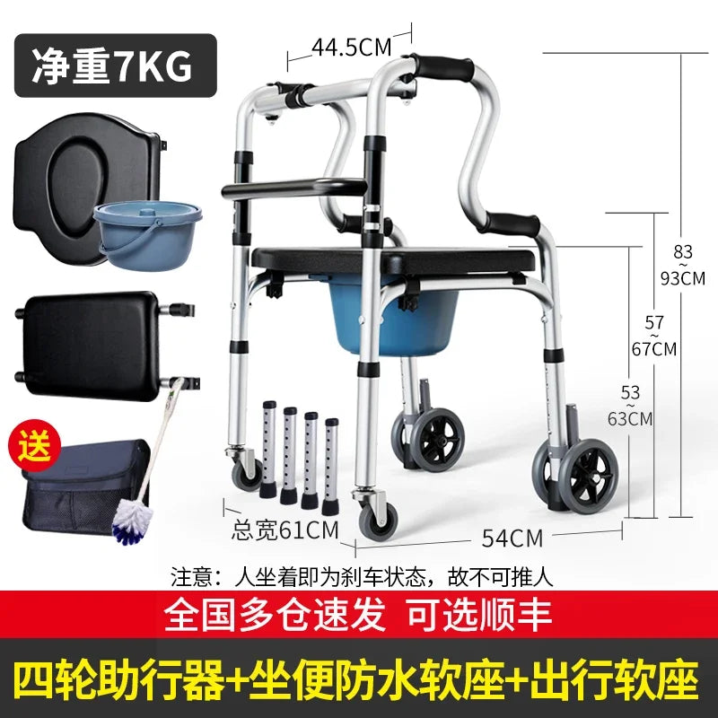 Quad Cane with Seat and Adjustable Height, Walking Aid for Elderly and Disabled Folding Walking Stick with Seat 9