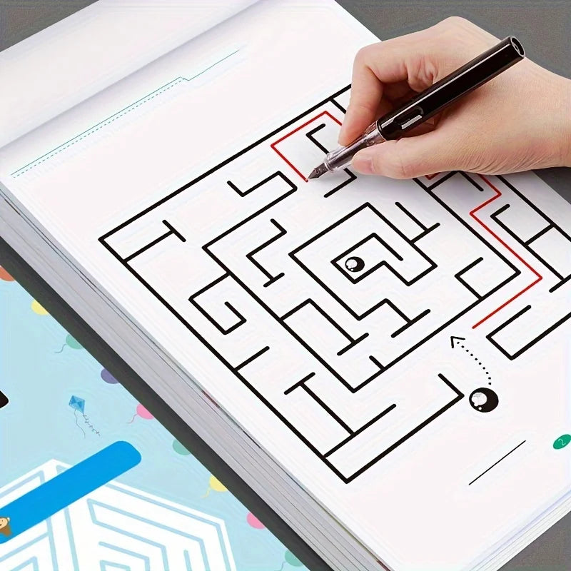 Children's Early Learning Maze Puzzle Book - Focus Training Game, Maze Training Book, Used to Improve Concentration, a Puzzle Game Designed to Enhance Students' Thinking and Attention, an Intelligence Development Toy, a Fun G