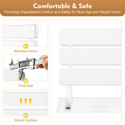 Wall Mounted Shower Seat ,Folding Shower Seat Wall Mounted, Fold Up Shower Chair Non-Slip White Bathroom Wall Stool