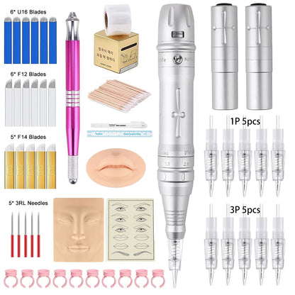 Wireless PMU Machine Permanent Makeup for Eyebrows Miroblading Eyeliner Lip Microshading Professional Rotary Tattoo Pen Gun Kit Silver A CHINA