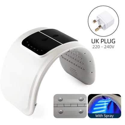 foreverlily LED Face Mask PDT Machine 7 Colors Light Photon Skin Rejuvenation Facial Body Beauty Spa Nano Spray Face Body Mist UK PLUG